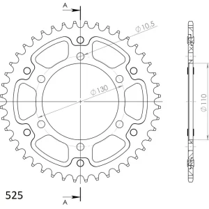 Značkový Rozeta SUPERSPROX STEALTH RST-480:44-SLV stříbrná 44 zubů, 525