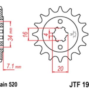 Přímo Od Výrobce Řetězové kolečko JT JTF 1903-14 14 zubů, 520