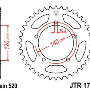 Řetězová rozeta JT JTR 1793-42 42 zubů, 520 Ověřený