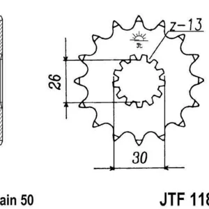 Vysoce Kvalitní Řetězové kolečko JT JTF 1180-19RB 19 zubů, 530 pogumované