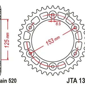 Cenová Bomba Hliníková řetězová rozeta JT JTA 1301-40RED 40)T, nt((520 červená