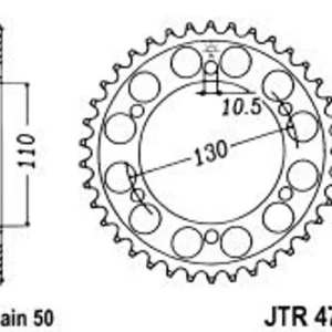 Vysoce Kvalitní Řetězová rozeta JT JTR 479-47 47 zubů, 530