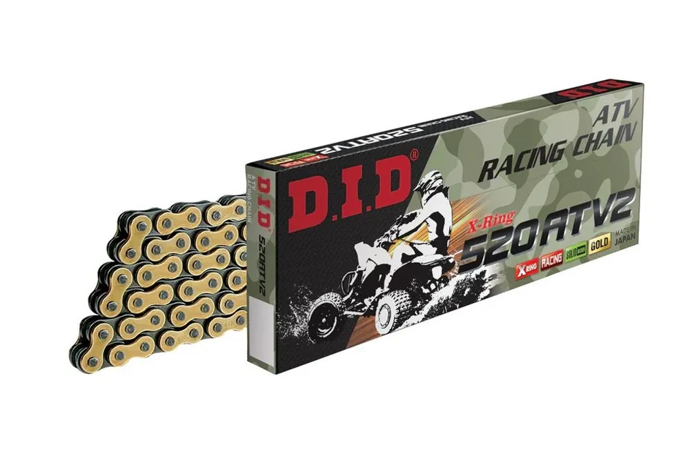 ATV X-Kroužkový řetěz D.I.D Chain 520ATV2 114 článků Zlatá/Černá Výhodná Nabídka