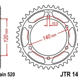 Autentický Řetězová rozeta JT JTR 1490-37 37 zubů, 520