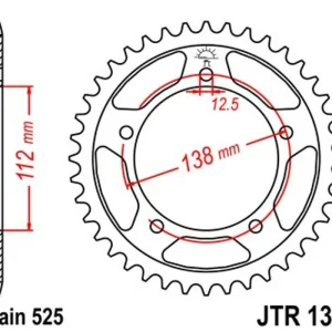 Autentický Řetězová rozeta JT JTR 1304-39 39 zubů, 525