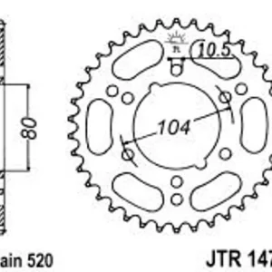 Bezpečná Platba Řetězová rozeta JT JTR 1478-40 40 zubů, 520