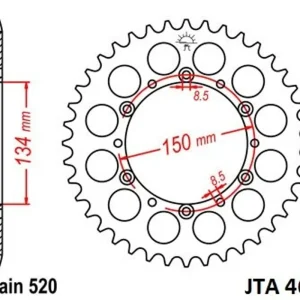 Cenově Výhodný Hliníková řetězová rozeta JT JTA 460-52 52 zubů, 420