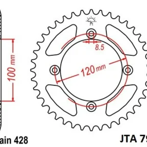 Akce Hliníková řetězová rozeta JT JTA 798-52 52 zubů, 428