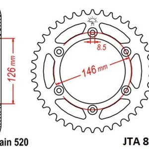 Dokud Zásoby Vydrží Hliníková řetězová rozeta JT JTA 808-52 52 zubů, 520